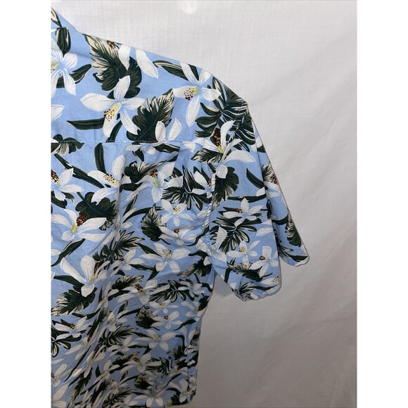 Hisdern Hawaiian Shirt Men’s Size Large Blue Floral Button Up Short Sleeve - Picture 10 of 12